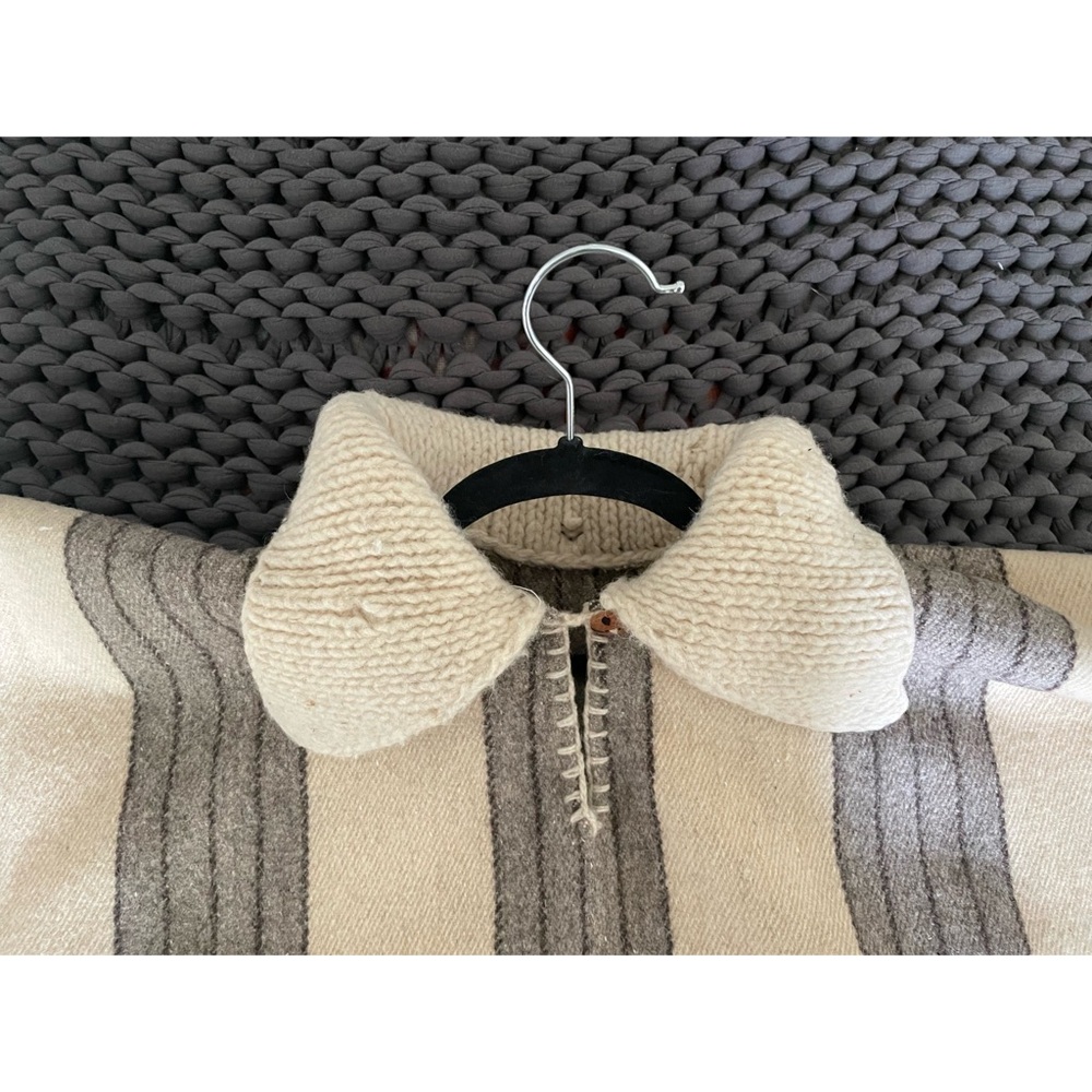 1970s Vintage Wool Stripe Chunky Knit collar Poncho Outerwear - Picture 3 of 8